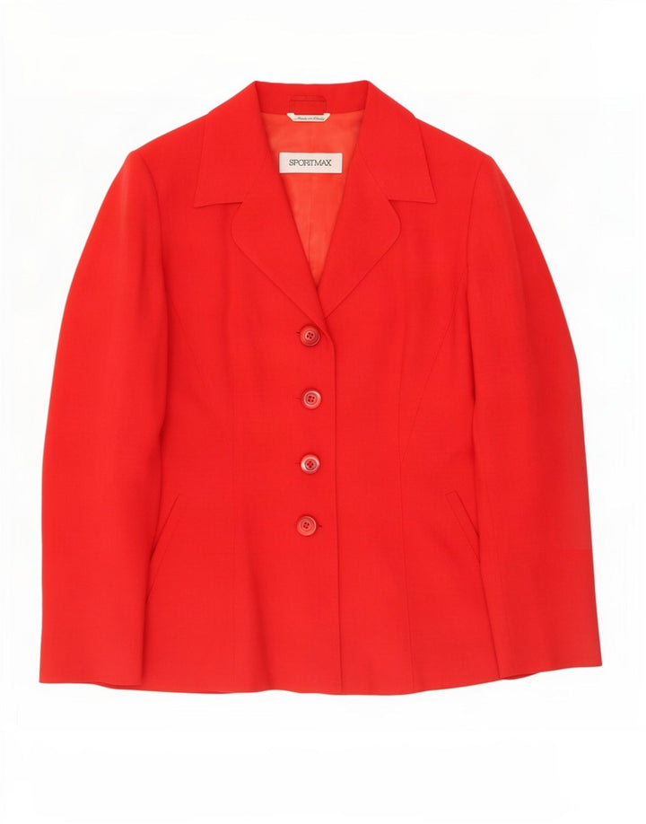 Sportmax Dame 4 Button Blazer Jacket UK 14 Large Red Virgin Wool