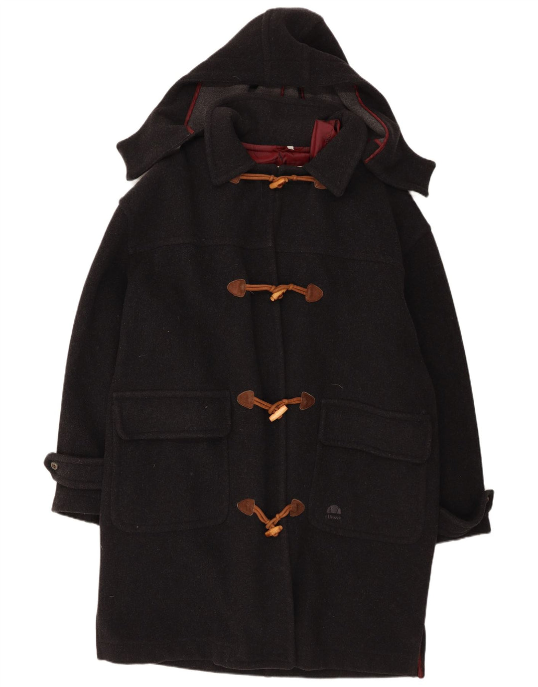 Ellesse Dame Hætte Oversized Duffel Coat IT 54 3XL Sort Uld