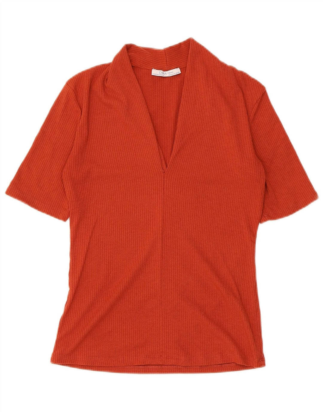 Zara Dame Bluse Top UK 8 Small Orange