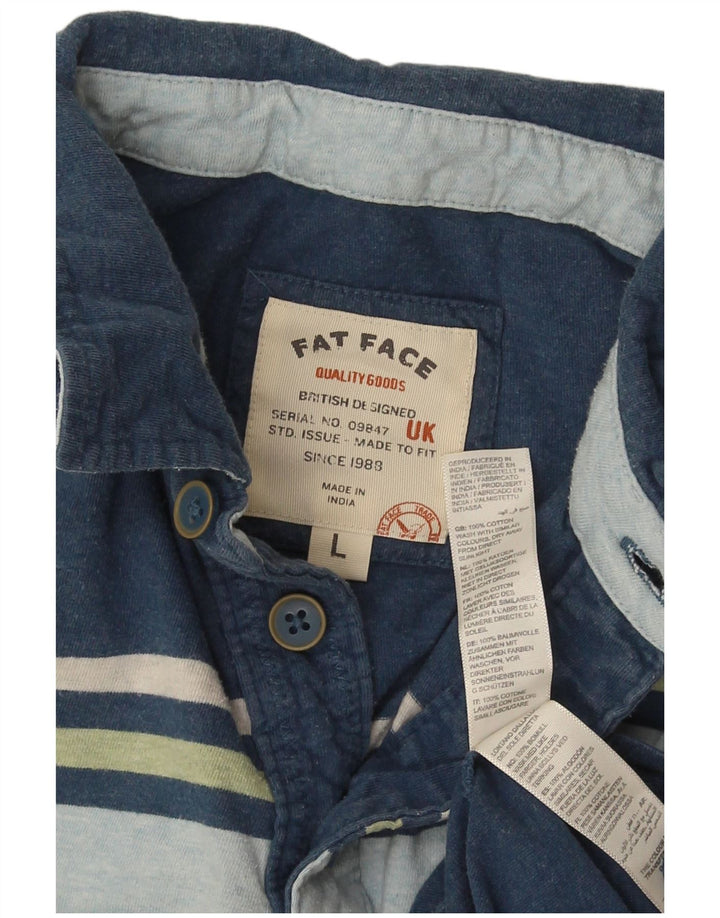 Fat Face Herre Polo Shirt Stor Blå Colourblock Bomuld