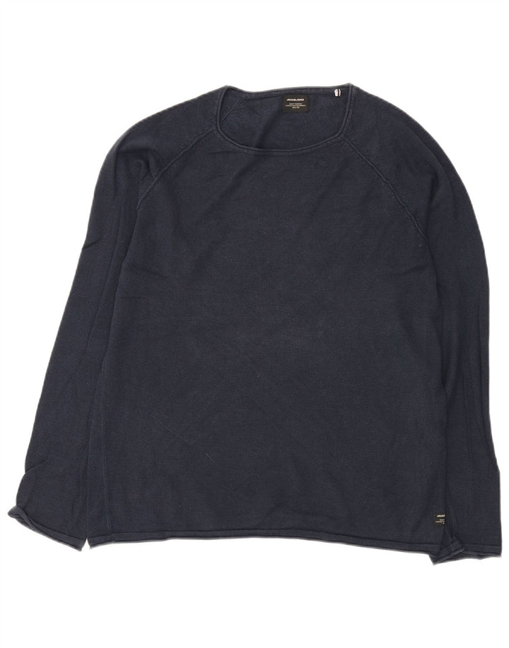 JACK & JONES Herre sweater med rund hals, medium marineblå bomuld