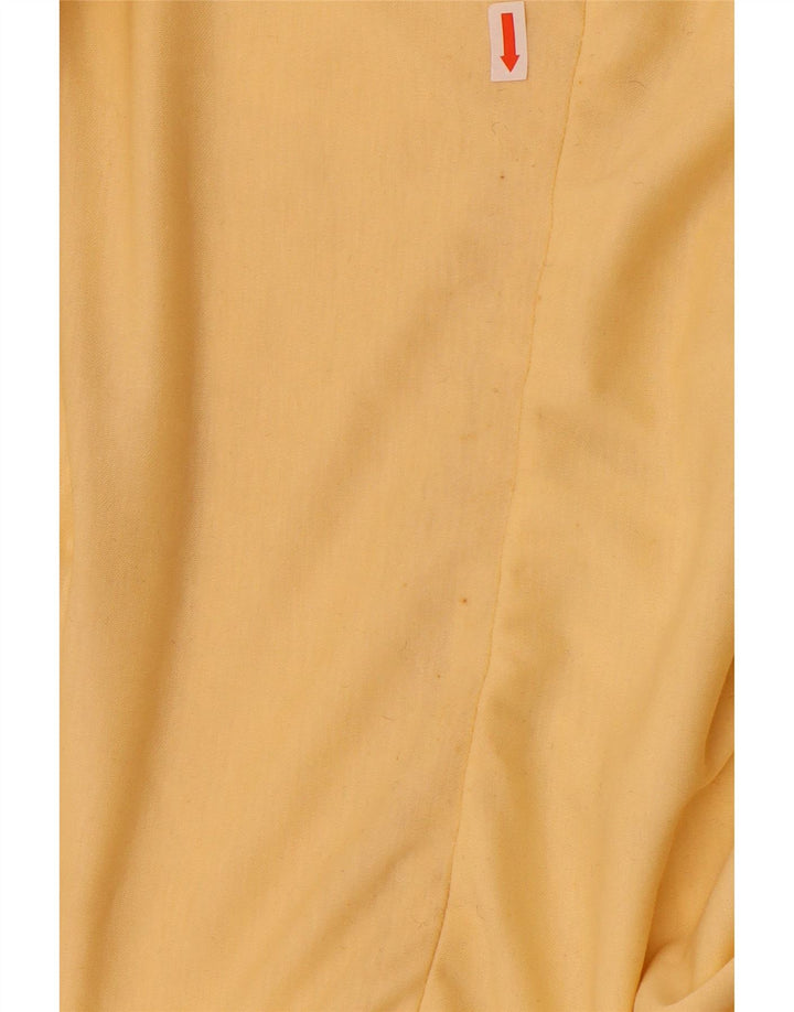 Vintage dame ærmeløs A-line kjole EU 40 medium gul polyester