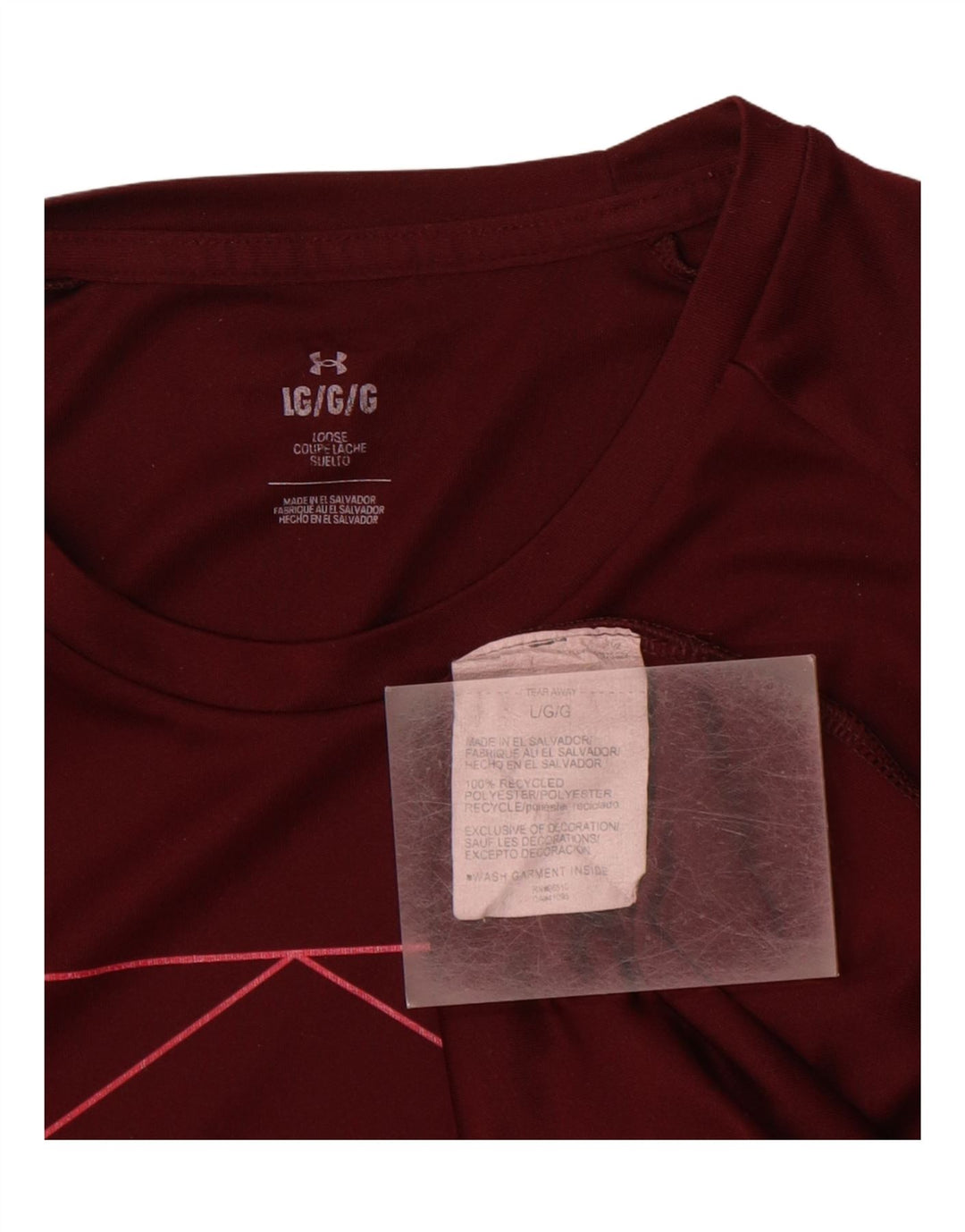 UNDER ARMOUR Mens Graphic T-Shirt Top Large Burgundy Polyester