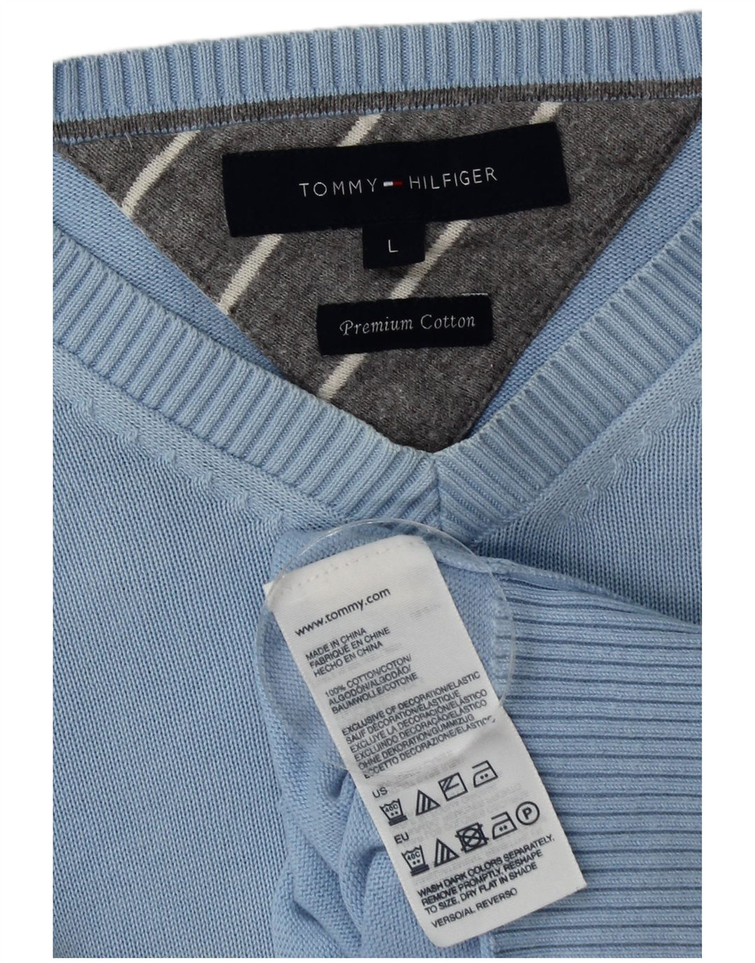 Tommy Hilfiger Herre V-hals sweater Stor Blå Bomuld
