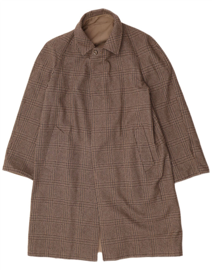Vintage Herre Vendbar Overfrakke UK 40 Stor Beige Ternet polyester
