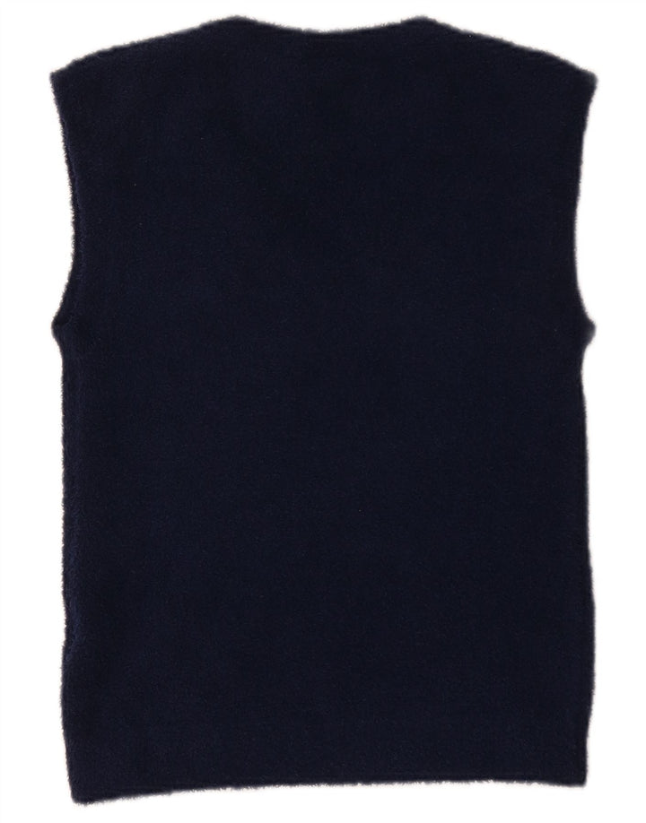 Adidas Dame Vest Tank Top UK 12 Medium Navy Blue Stribet Polyester