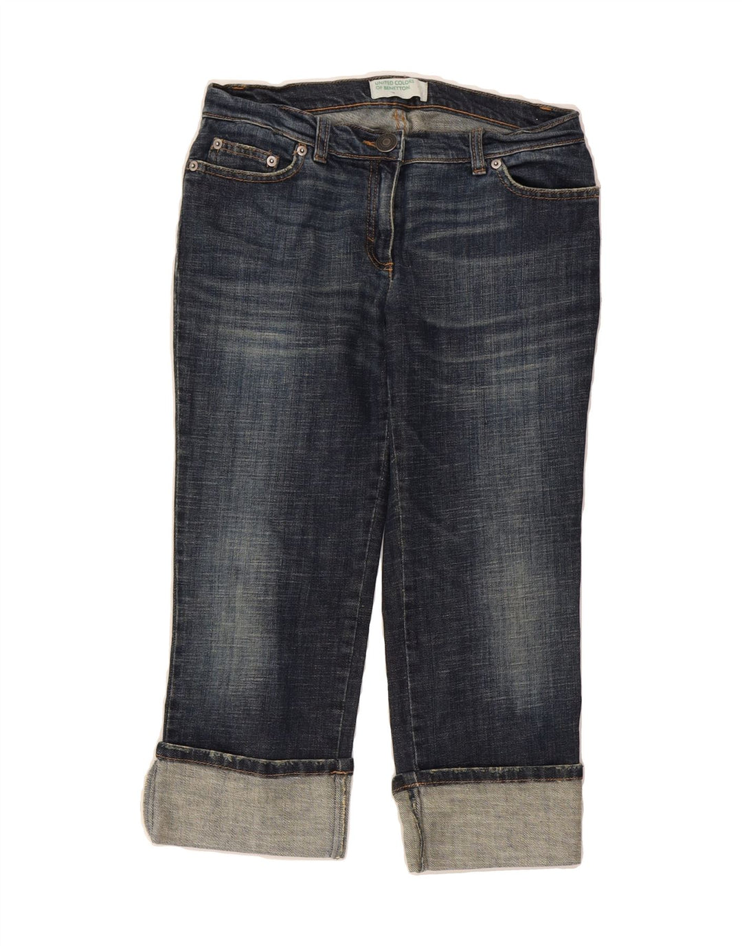 BENETTON Womens Cropped Jeans IT 42 Medium W30 L20 Blue Cotton Vintage Benetton and Second-Hand Benetton from Messina Hembry 