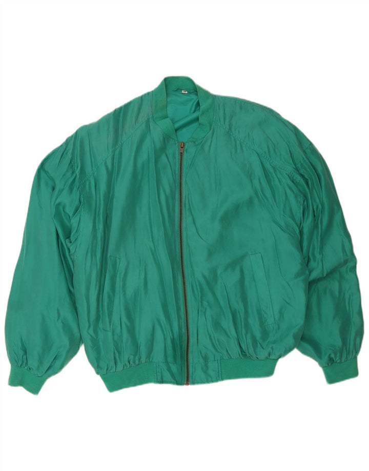Vintage Herre Loose Fit Bomber Jacket UK 38 Medium Green Silke