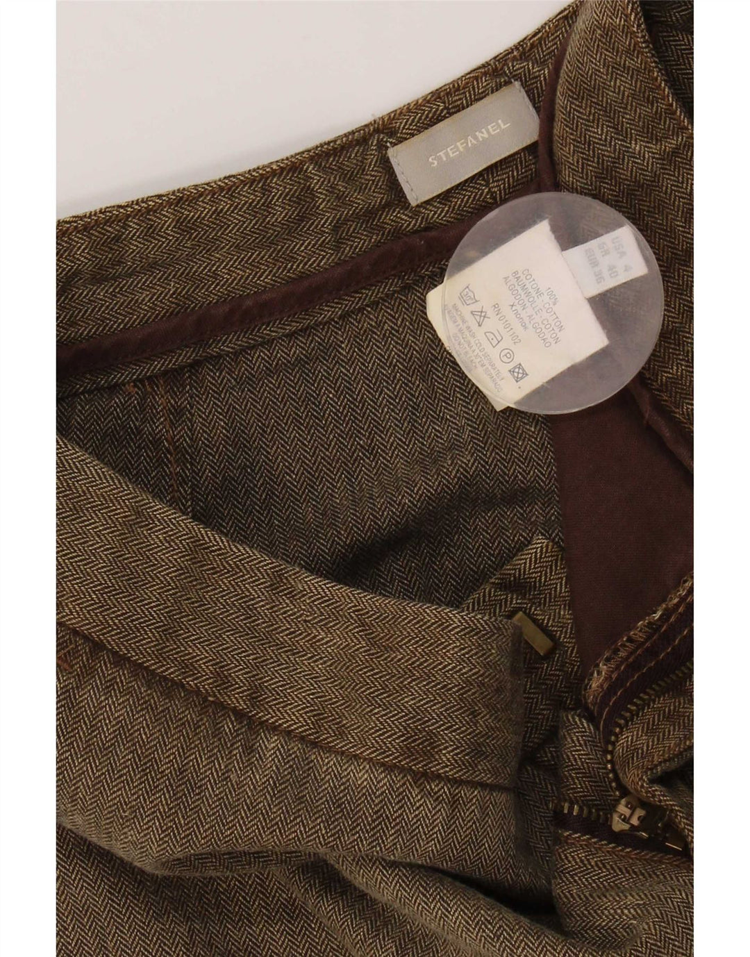 Stefanel Womens Cropped Trousers EU 36 Small W28 L21 Brown Sildeben