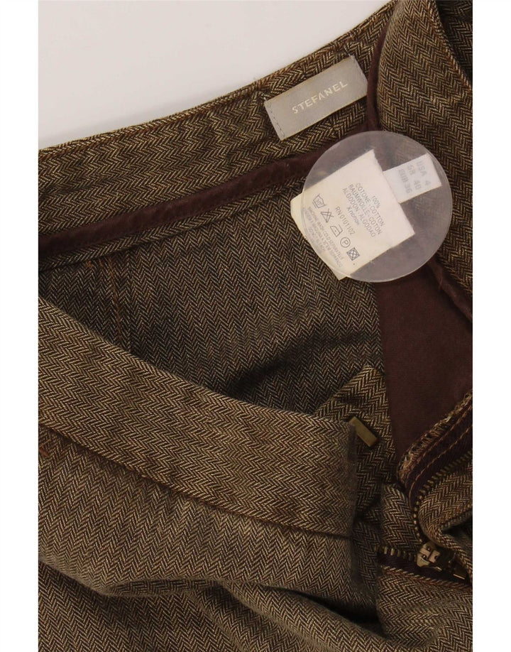 Stefanel Womens Cropped Trousers EU 36 Small W28 L21 Brown Sildeben