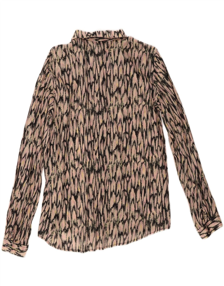 Scotch & Soda Dame abstrakt mønster skjorte bluse UK 14 Medium Pink