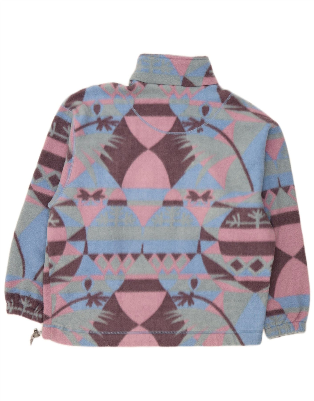 Vintage herre lynlås hals fleece jumper stor flerfarvet Fair Isle