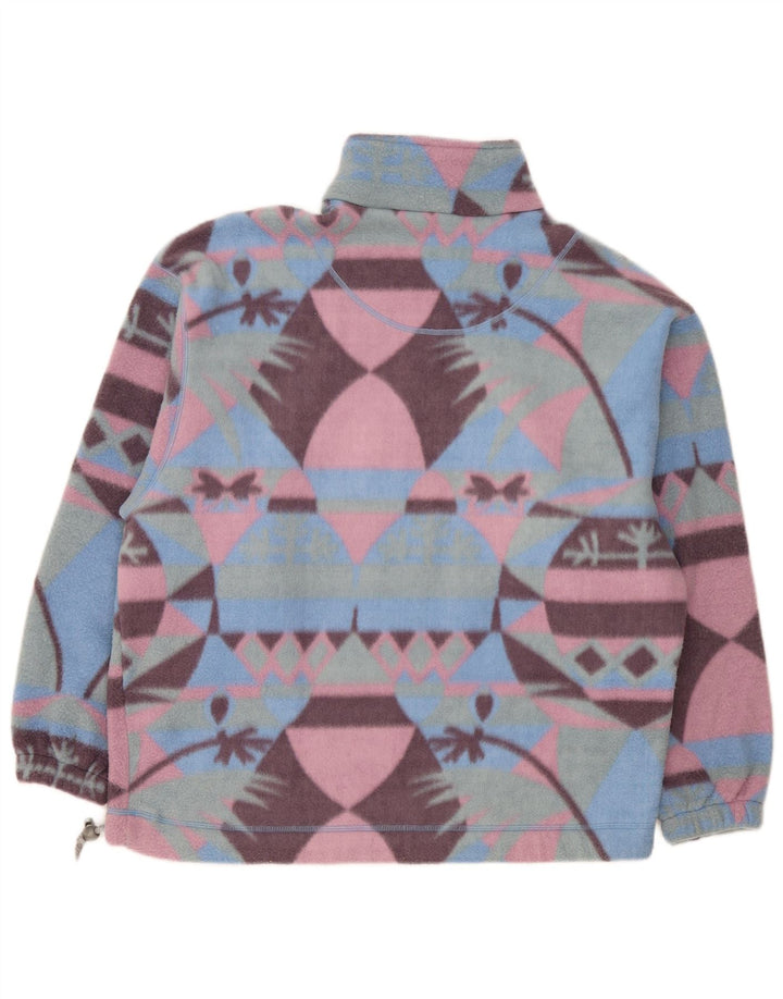 Vintage herre lynlås hals fleece jumper stor flerfarvet Fair Isle