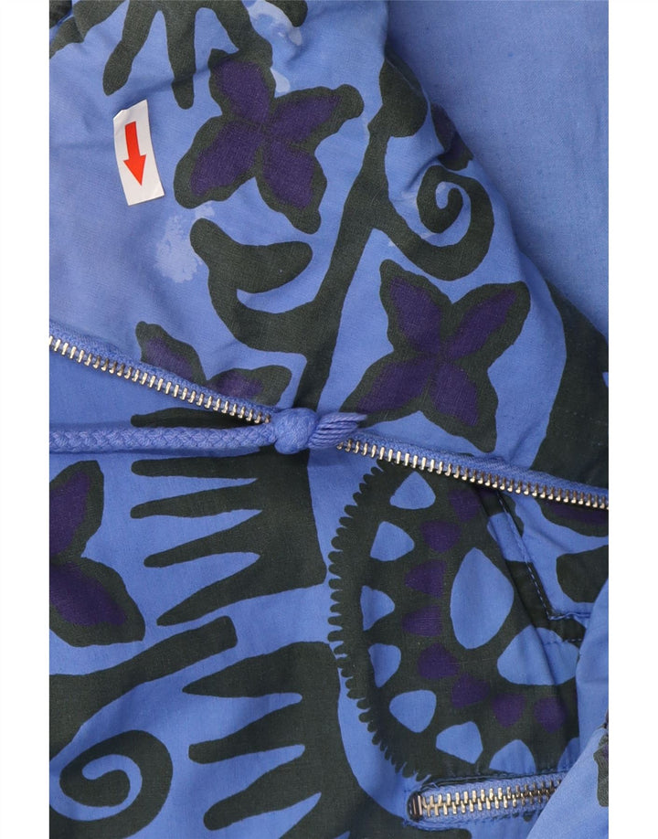 Vintage Herre Loose Fit Anorak Jacket UK 38 Medium Blue Geometric Cotton