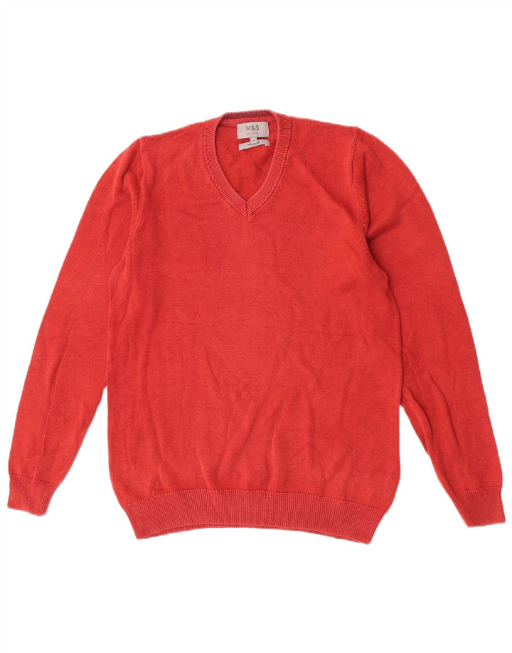 Marks & Spencer Herre V-hals sweater lille orange bomuld