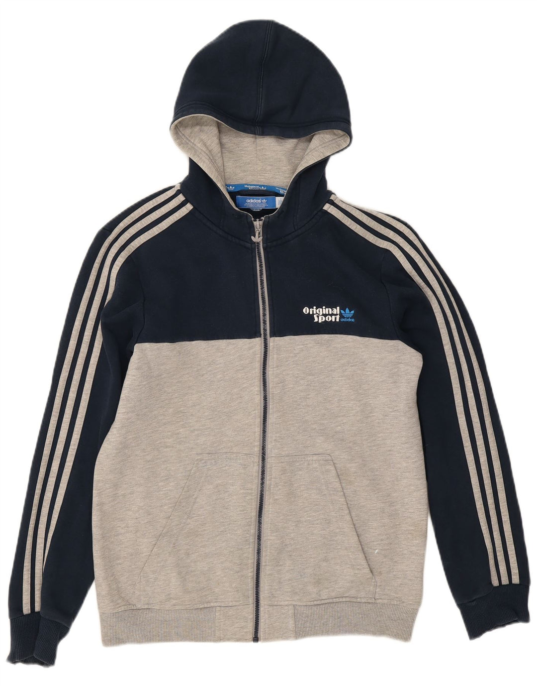 Adidas Hættetrøje med lynlås til mænd Medium Marineblå Colourblock Bomuld