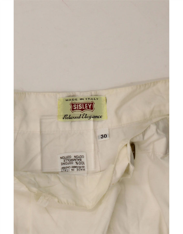 SISLEY Womens High Waist Bermuda Shorts W30 Medium White Cotton Vintage Sisley and Second-Hand Sisley from Messina Hembry 