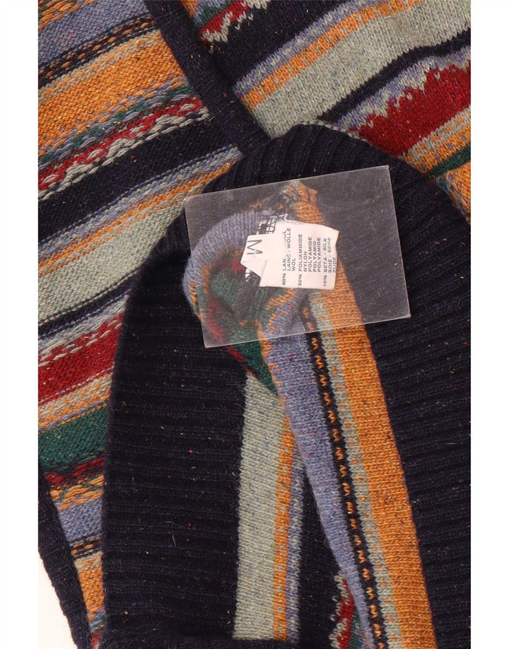 Vintage herre ærmeløs cardigan sweater Medium flerfarvet stribet uld