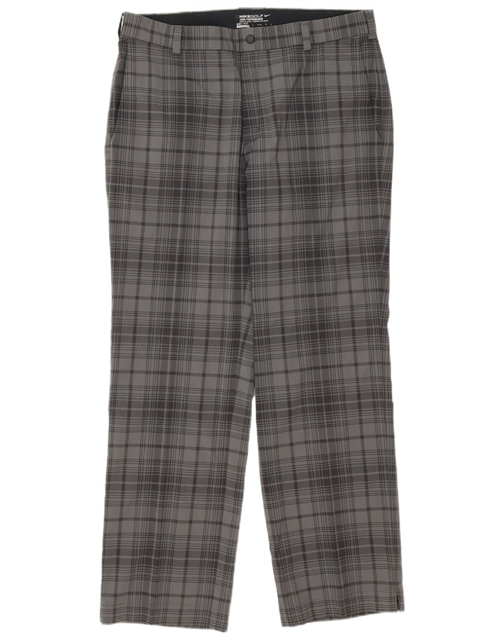 Nike Herre Dri Fit lige Chinobukser W34 L31 Grå ternet polyester