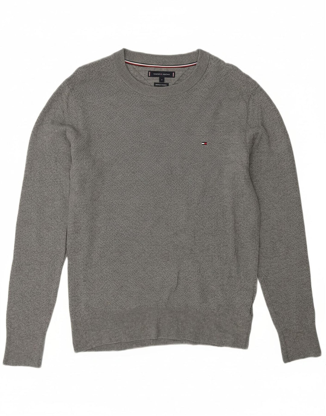 TOMMY HILFIGER Mens Boat Neck Jumper Sweater Medium Grey Cotton