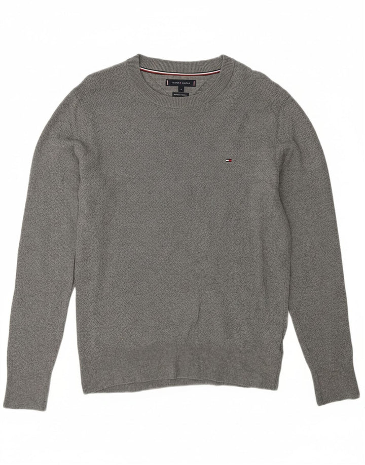 TOMMY HILFIGER Mens Boat Neck Jumper Sweater Medium Grey Cotton