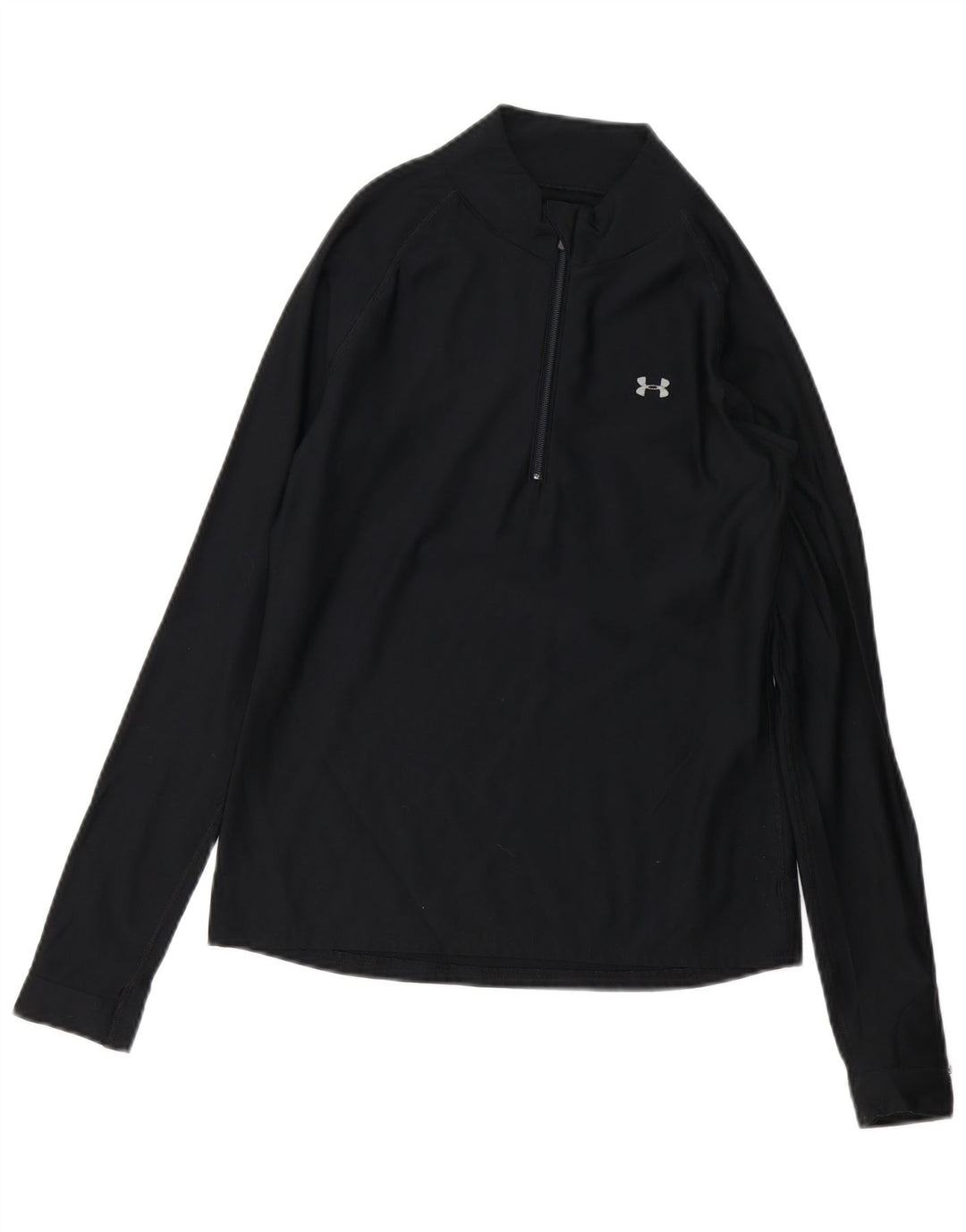 UNDER ARMOR Womens Zip Neck Pullover Træningsdragt Top UK 10 Small Black