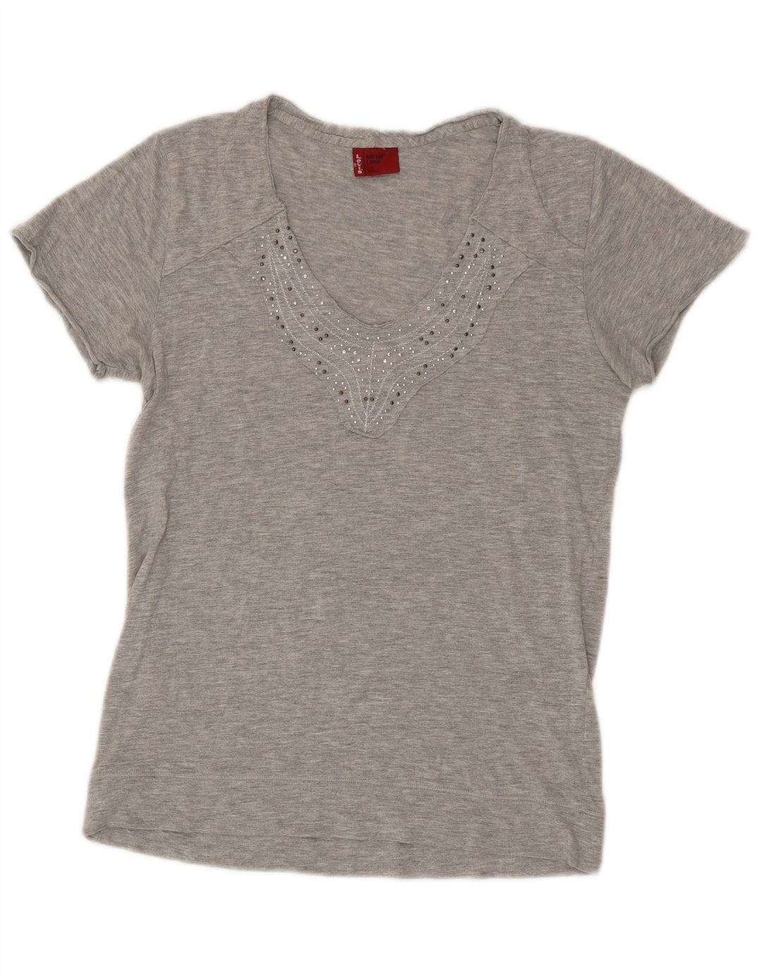 Levi's Dame T-Shirt Top UK 14 Stor Grå Bomuld