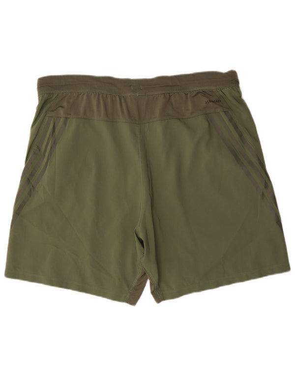 Adidas Mens Aeroready Sport Shorts Large  Khaki Colourblock Polyester