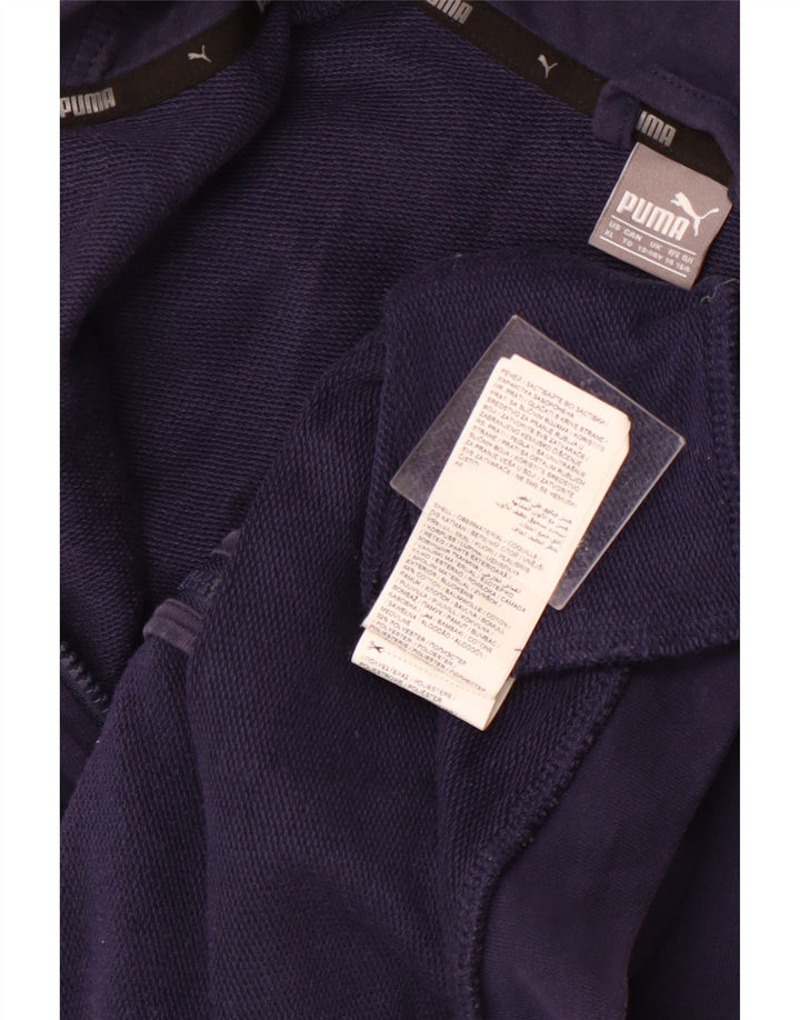 PUMA grafisk hættetrøje med lynlås til drenge 13-14 år marineblå bomuld