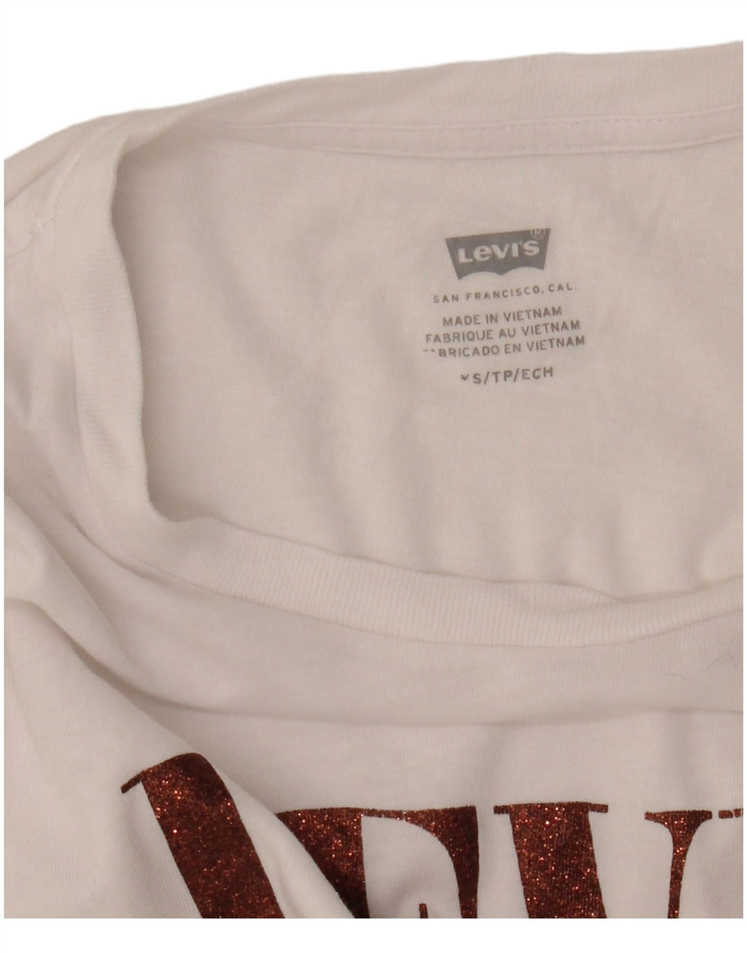 LEVI'S Dame Grafisk T-Shirt Top UK 10 Small White