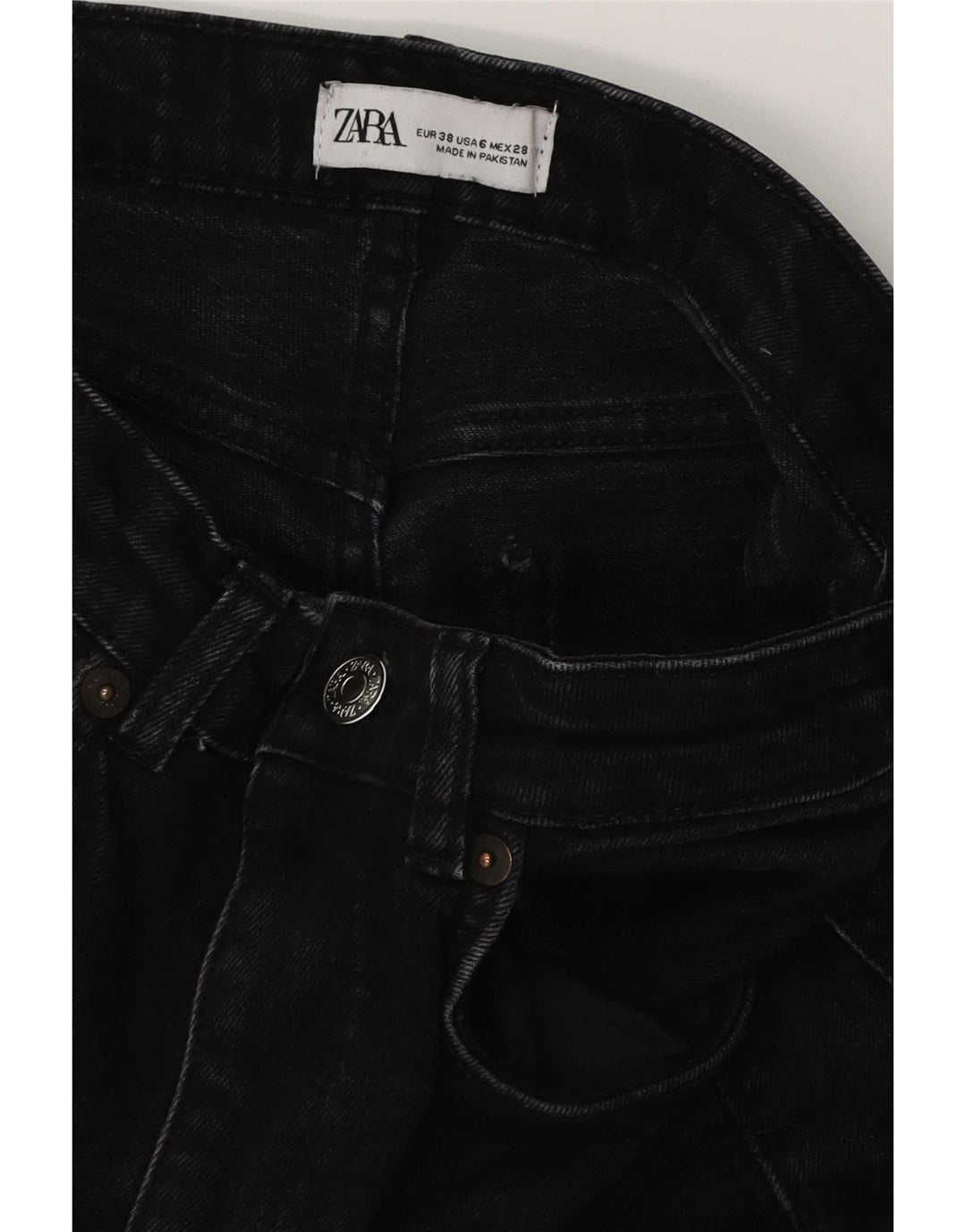 Zara Womens Cropped Jeans EU 38 Small W28 L25 Black