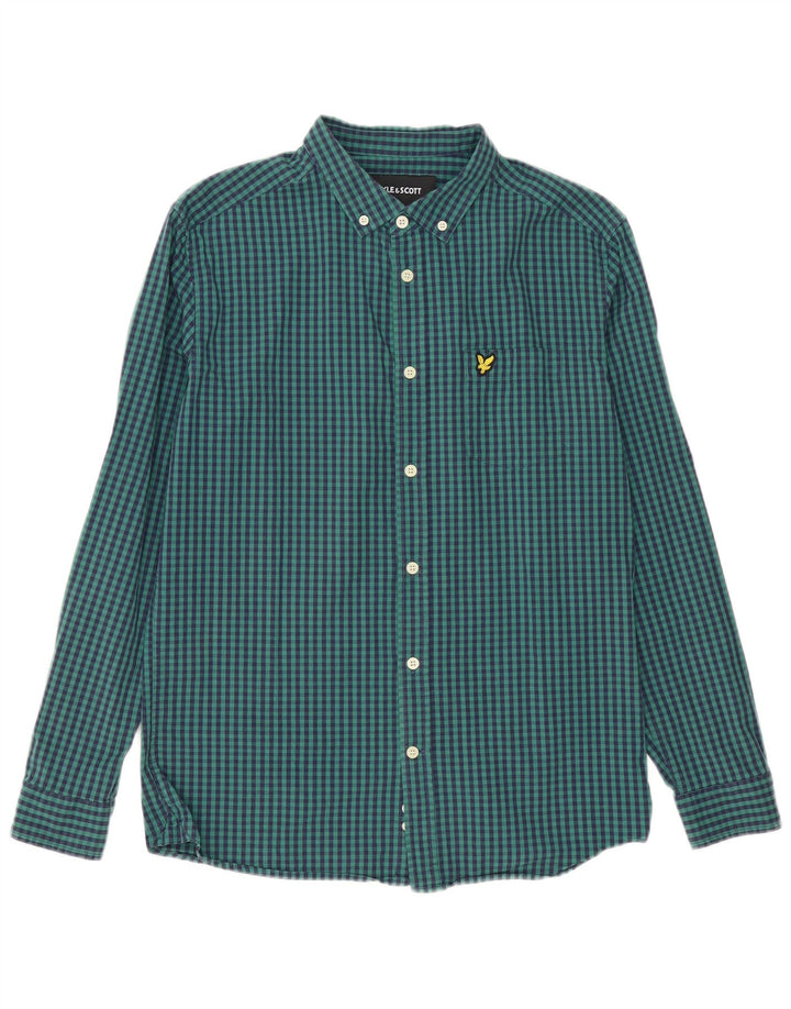 LYLE & SCOTT Slim Fit-skjorte til mænd, stor grøn Gingham-bomuld