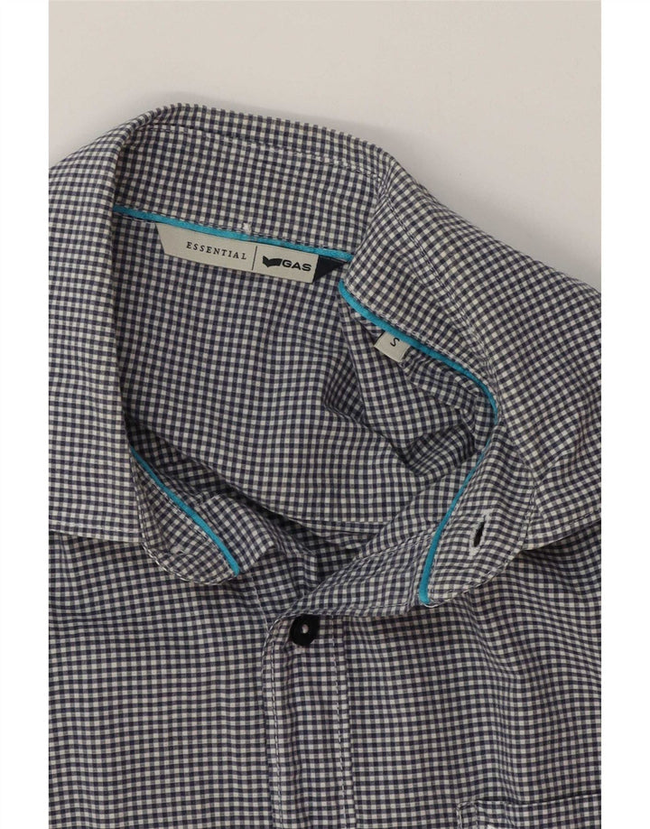 Gas herreskjorte lille marineblå Gingham bomuld