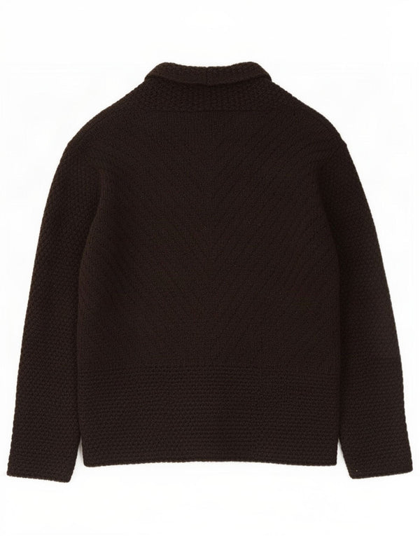 Marks & Spencer Dame Cardigan Sweater UK 12 Medium Brun Uld