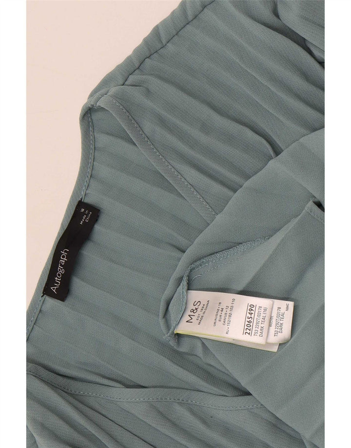 Marks & Spencer Dame Autograph Langærmet Bluse Top UK 16 Large Blue