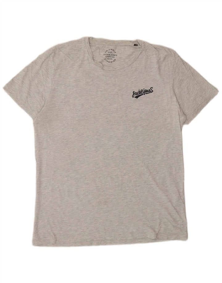 Jack & Jones Herre T-Shirt Top Stor Grå Flecked Bomuld