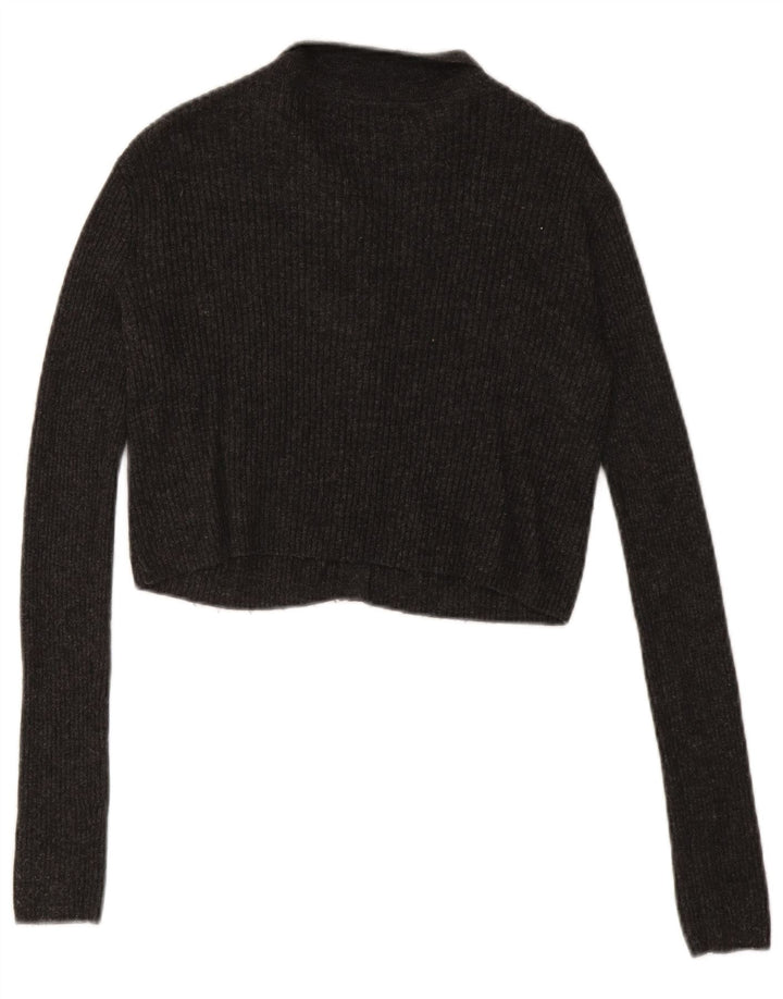 Zara Womens Crop Cardigan Sweater UK 10 Small Grey