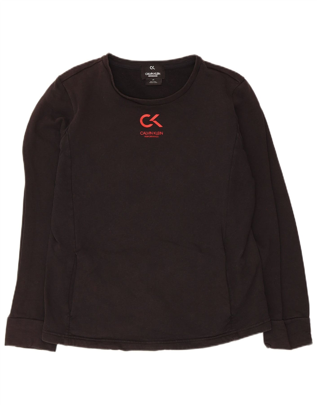 Calvin Klein Dame Top Langærmet UK 14 Stor Sort Bomuld