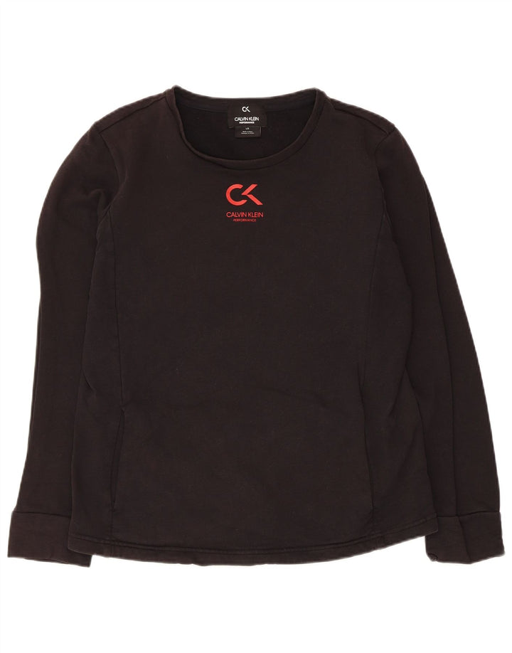 Calvin Klein Dame Top Langærmet UK 14 Stor Sort Bomuld