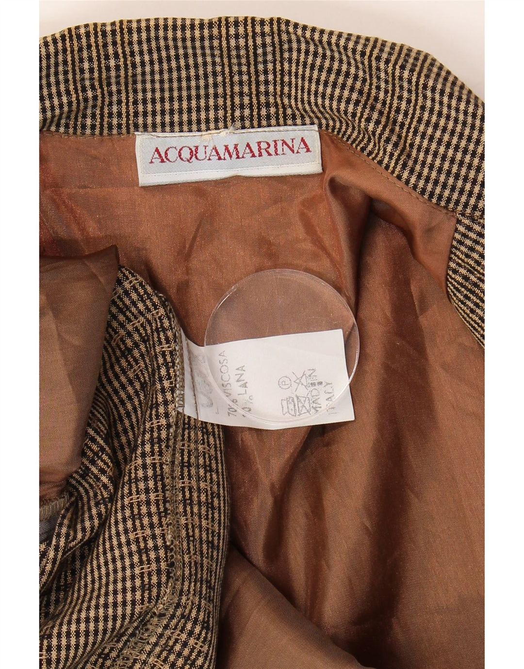 VINTAGE Womens 3/4 Sleeve 2 Button Blazer Jacket UK 14 Large Brown Check Vintage Vintage and Second-Hand Vintage from Messina Hembry 