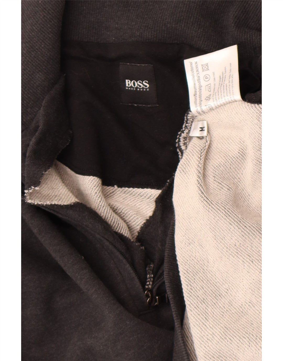 Hugo Boss Herre Zip Neck Sweatshirt Jumper Medium Grå Bomuld