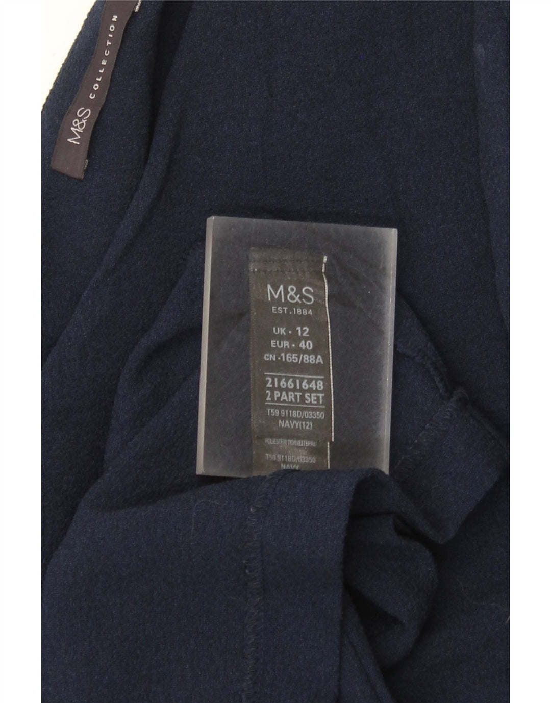 Marks & Spencer slå-om-kjole til kvinder UK 12 Mellem marineblå polyester