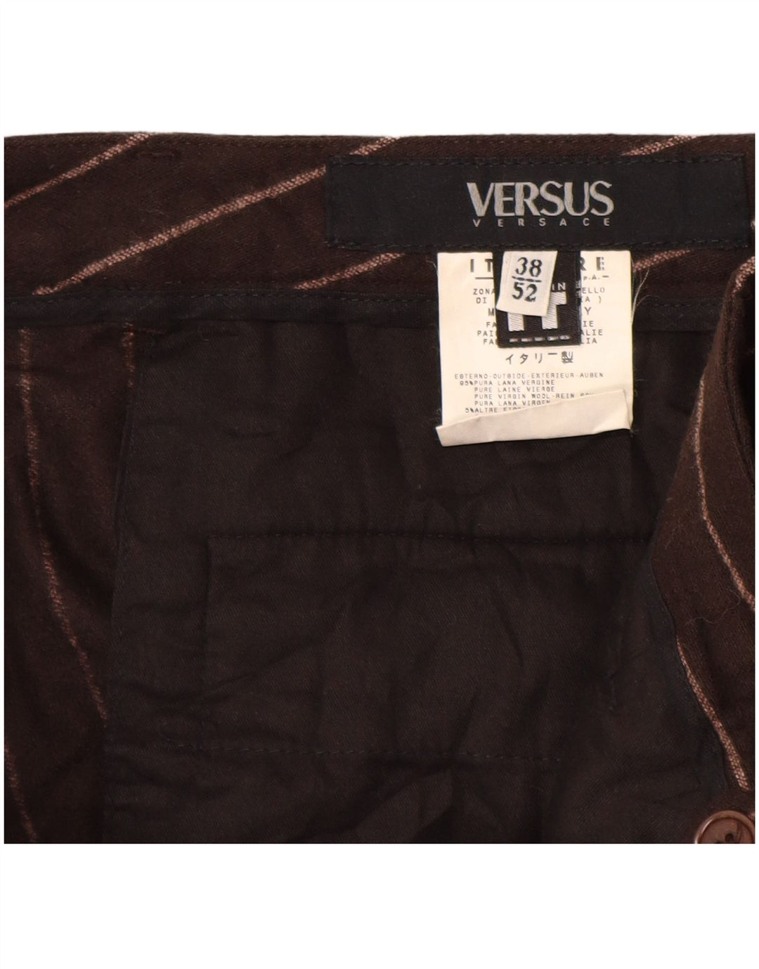 VERSACE Dame Versus Casual Bukser IT 52 2XL W38 L29 Brun Stribet