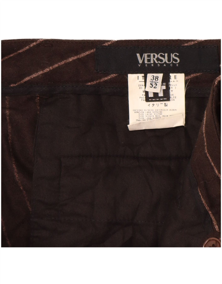 VERSACE Dame Versus Casual Bukser IT 52 2XL W38 L29 Brun Stribet