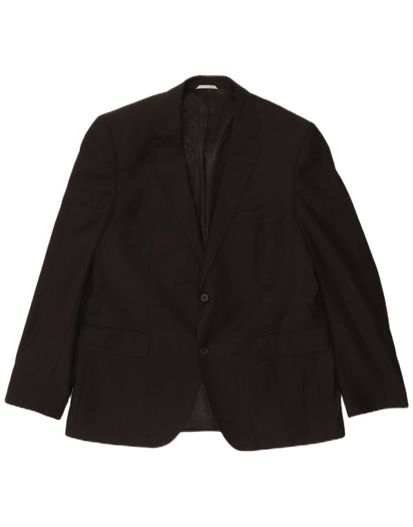 Hugo Boss Herre 2-knaps blazerjakke EU 56 3XL sort nålestribet jomfruuld