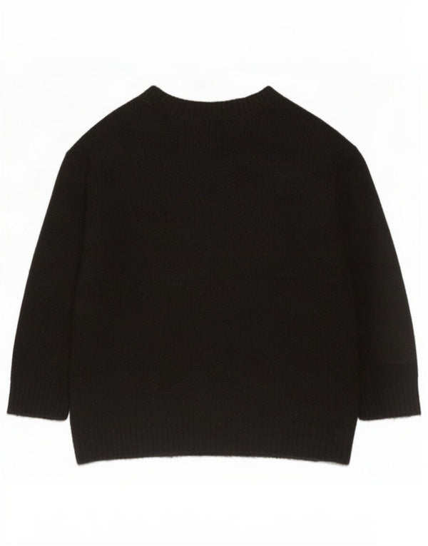 Zara Womens Relaxed Fit Crew Neck Jumper Sweater UK 14 Medium Black Acryl