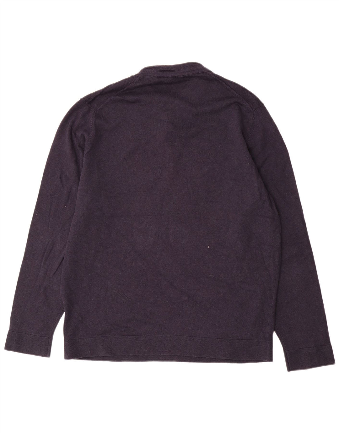 Massimo Dutti Herre Button Neck Jumper Sweater XL Navy Blue Bomuld