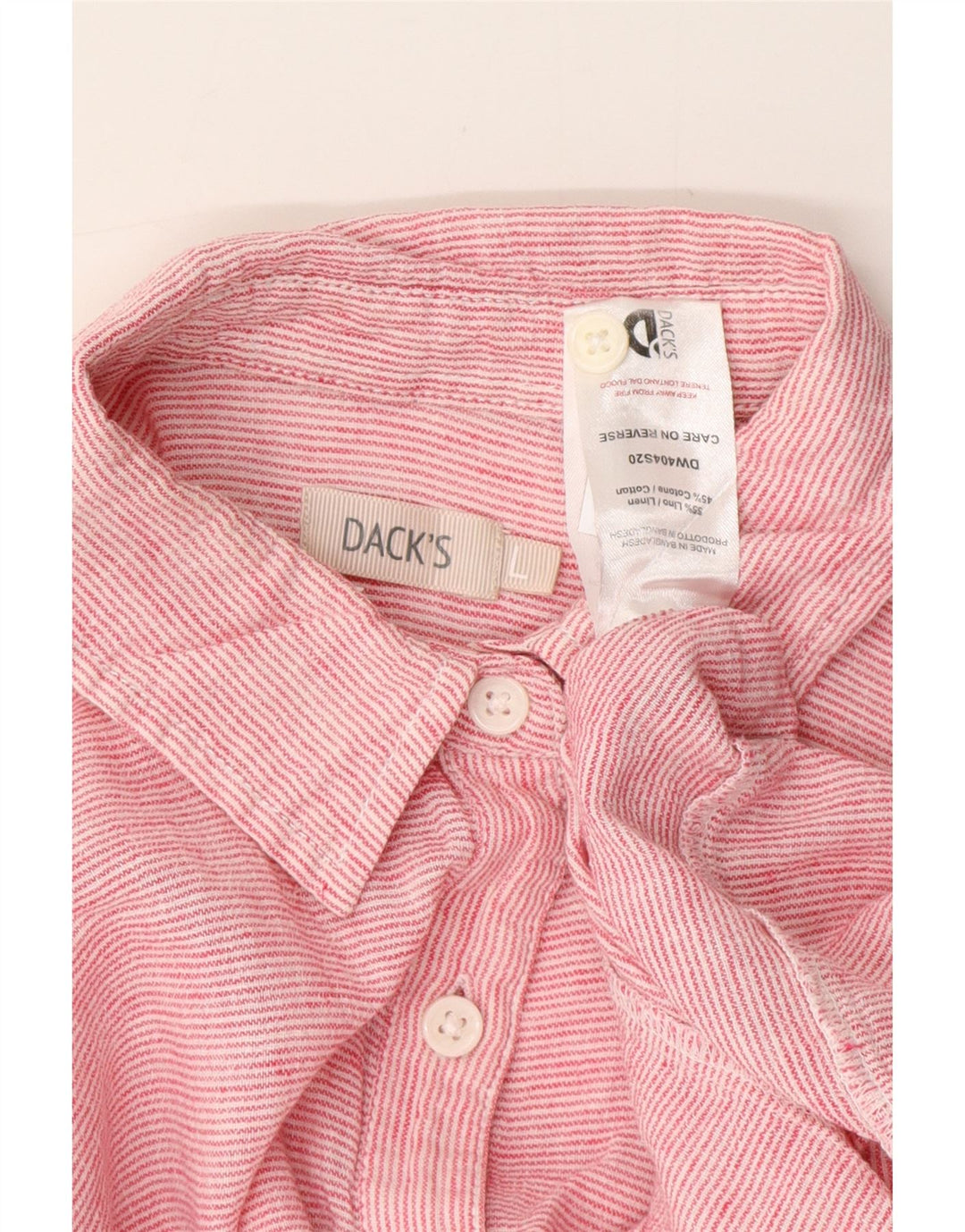 DACK'S Dame Pullover Shirt Bluse UK 16 Large Pink Pinstripe Linen