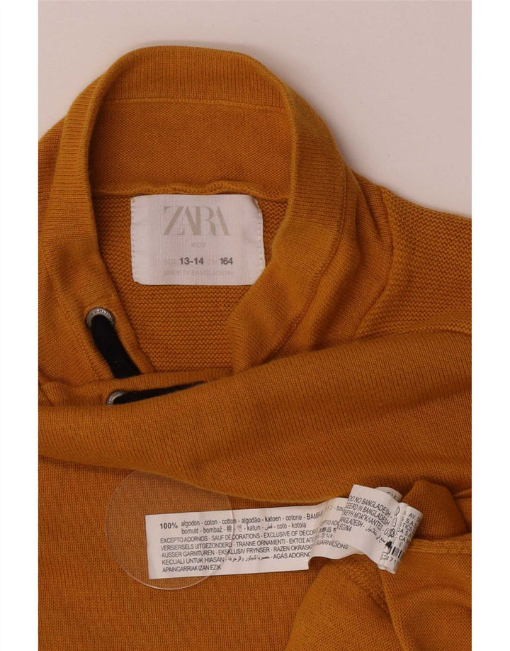 Zara Boys Turtle Neck Jumper Sweater 13-14 År Gul Bomuld
