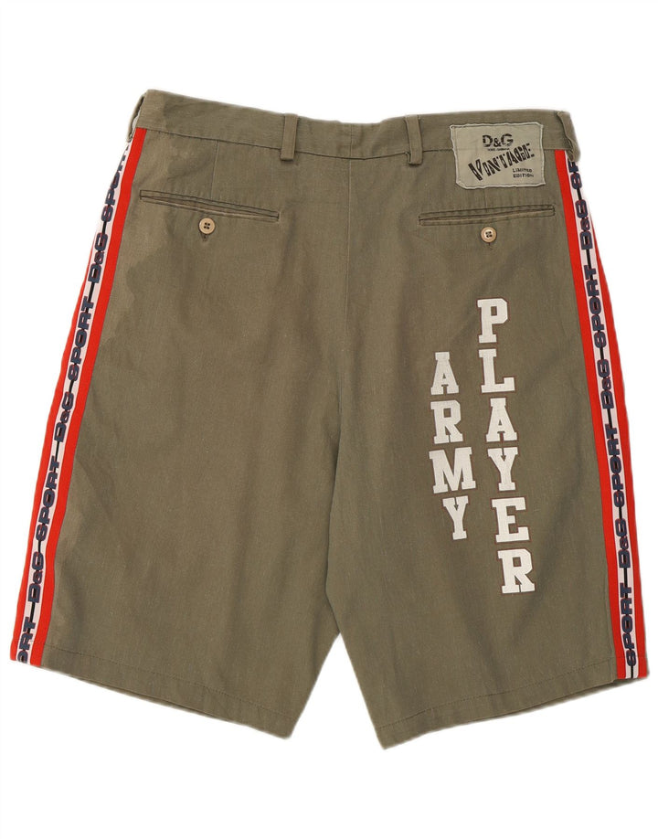 Dolce & Gabbana Grafiske Chino Shorts til mænd W32 Medium Khaki Bomuld